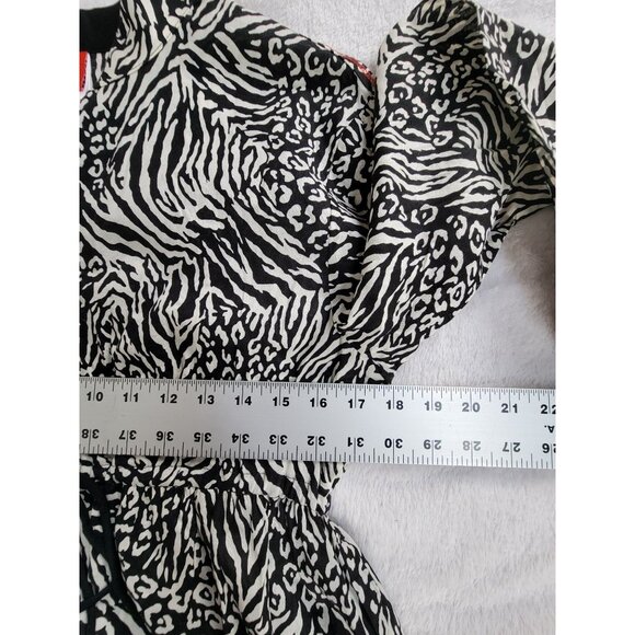 Josie By Natori Womens Animal Print Long Sleeve Blouse Medium Drawstring Waist - Picture 8 of 10
